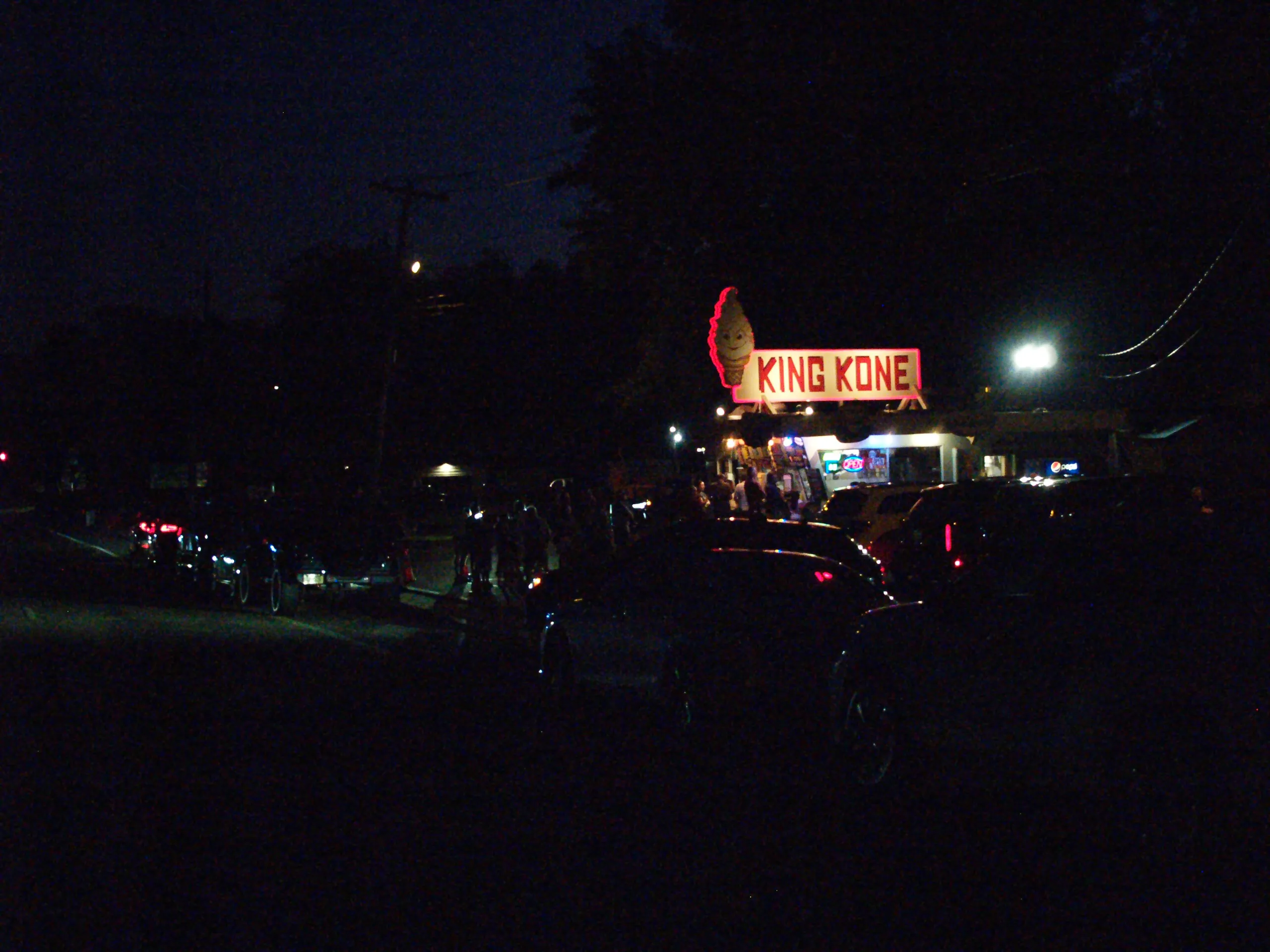 King Kone at night with its iconic illuminated sign